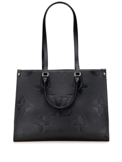 Pre-owned Louis Vuitton 2021-2025 Monogram Empreinte Onthego Mm Satchel In Black