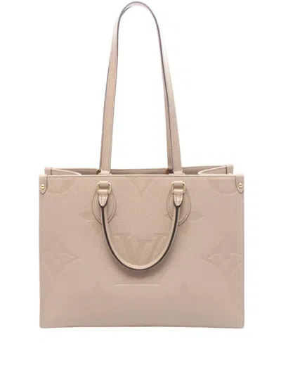 Pre-owned Louis Vuitton 2021-2025 Monogram Empreinte Onthego Mm Satchel In Brown