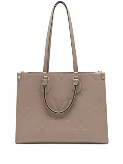 Pre-owned Louis Vuitton 2021-2025 Monogram Empreinte Onthego Mm Satchel In Brown