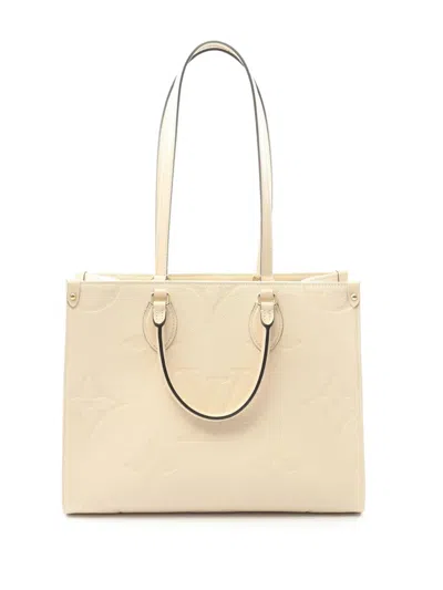 Pre-owned Louis Vuitton 2021-2025 Monogram Empreinte Onthego Mm Satchel In Brown