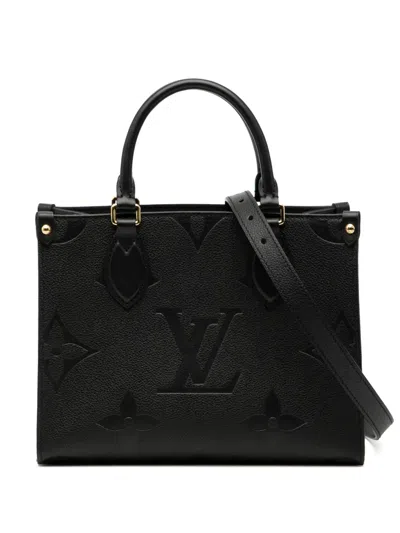 Pre-owned Louis Vuitton 2021-2025 Monogram Empreinte Onthego Pm Satchel In Black