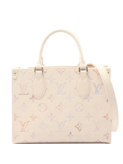 Pre-owned Louis Vuitton 2021-2025 Monogram Empreinte Onthego Pm Satchel In Brown