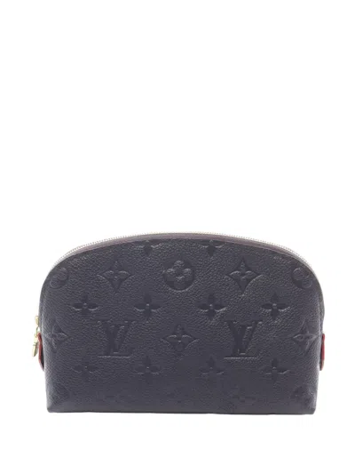 Pre-owned Louis Vuitton 2021-2025 Monogram Empreinte Pochette Cosmetique Vanity Bag In Blue