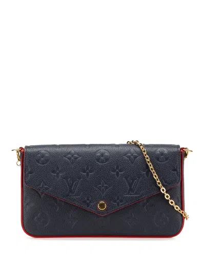 Pre-owned Louis Vuitton 2021-2025 Monogram Empreinte Pochette Felicie Crossbody Bag In Blue
