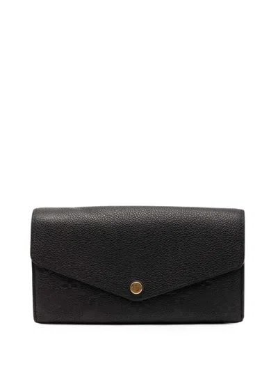 Pre-owned Louis Vuitton 2021-2025 Monogram Empreinte Sarah Wallet Long Wallets In Black