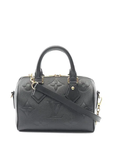 Pre-owned Louis Vuitton 2021-2025 Monogram Empreinte Speedy Bandouliere 20 Satchel In Black
