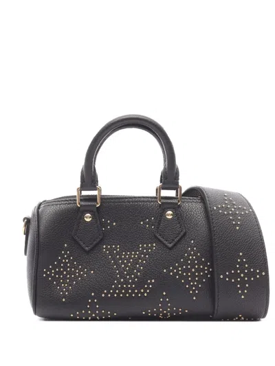 Pre-owned Louis Vuitton 2021-2025 Monogram Empreinte Studs Nano Speedy Satchel In Black