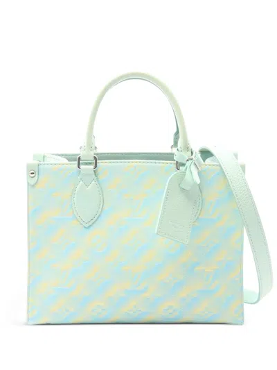 Pre-owned Louis Vuitton 2021-2025 Monogram Empreinte Summer Stardust Onthego Pm Satchel In Blue