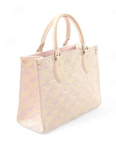 Pre-owned Louis Vuitton 2021-2025 Monogram Empreinte Summer Stardust Onthego Pm Satchel In Pink