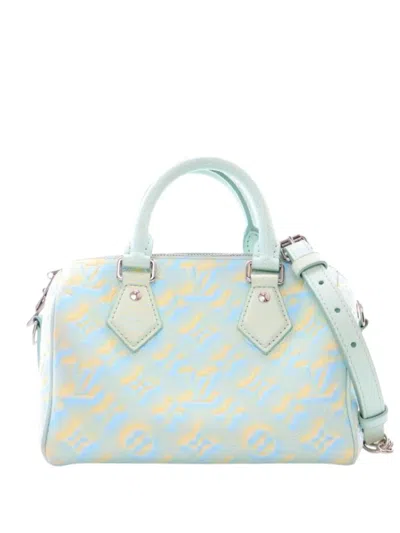 Pre-owned Louis Vuitton 2021-2025 Monogram Empreinte Summer Stardust Speedy Bandouliere 20 Satchel In Blue