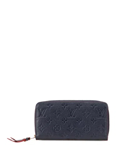Pre-owned Louis Vuitton 2021-2025 Monogram Empreinte Zippy Wallet Long Wallets In Blue