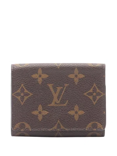 Pre-owned Louis Vuitton 2021-2025 Monogram Enveloppe Carte De Visite Card Holder In Brown