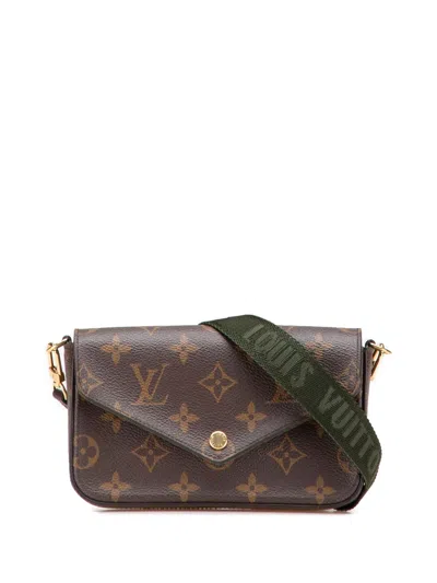 Pre-owned Louis Vuitton 2021-2025 Monogram Felicie Strap And Go Crossbody Bag In Brown