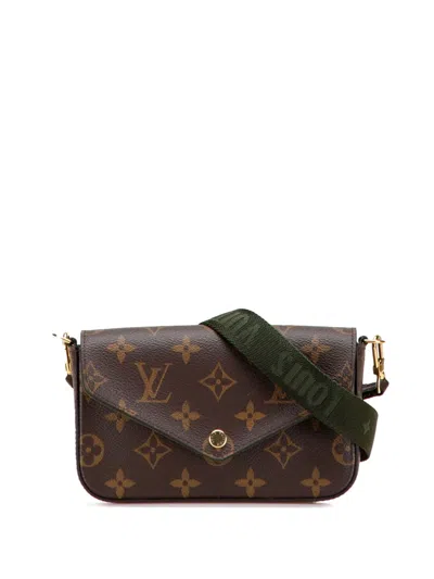 Pre-owned Louis Vuitton 2021-2025 Monogram Felicie Strap And Go Crossbody Bag In Brown