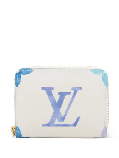 Pre-owned Louis Vuitton 2021-2025 Monogram Giant By The Pool Zippy Purse Coin Pouch In White