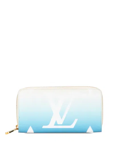 Pre-owned Louis Vuitton 2021-2025 Monogram Giant By The Pool Zippy Wallet Long Wallets In Blue
