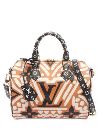 Pre-owned Louis Vuitton 2021-2025 Monogram Giant Crafty Speedy Bandouliere 25 Satchel In Orange