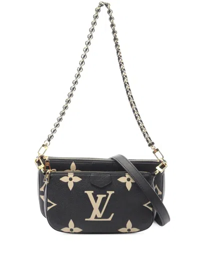 Pre-owned Louis Vuitton 2021-2025 Monogram Giant Empreinte Bicolor Multi Pochette Accessoires Crossbody Bag In Black