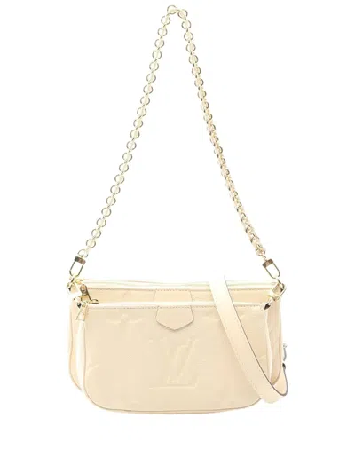 Pre-owned Louis Vuitton 2021-2025 Monogram Giant Empreinte Multi Pochette Accessoires Satchel In White