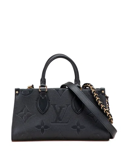 Pre-owned Louis Vuitton 2021-2025 Monogram Giant Empreinte Onthego East West Satchel In Black