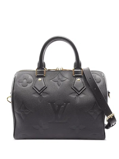 Pre-owned Louis Vuitton 2021-2025 Monogram Giant Empreinte Speedy Bandouliere 25 Satchel In Black