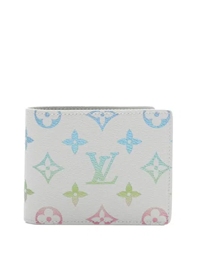 Pre-owned Louis Vuitton 2021-2025 Monogram Iridescent Slender Wallet Small Wallets In Gray