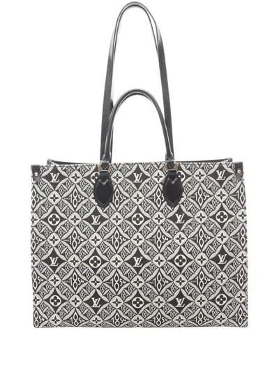 Pre-owned Louis Vuitton 2021-2025 Monogram Jacquard Onthego Gm Since 1854 Satchel In Gray