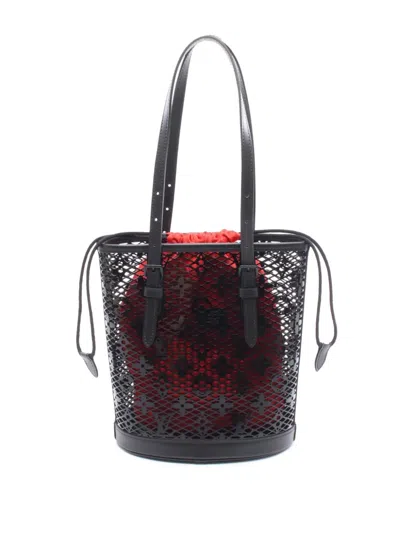 Pre-owned Louis Vuitton 2021-2025 Monogram Lace Pm Bucket Bag In Black