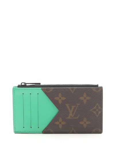 Pre-owned Louis Vuitton 2021-2025 Monogram Macassar Card Holder Coin Pouch In Brown