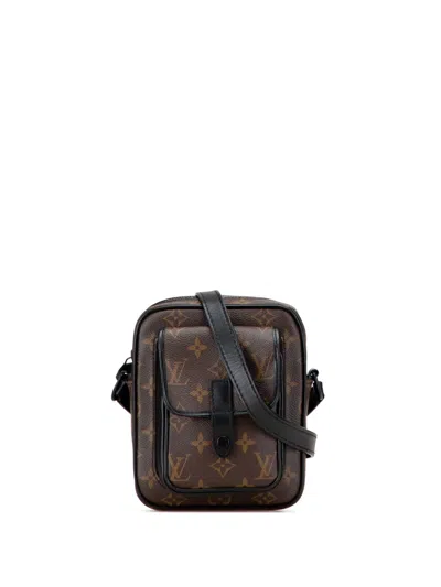 Pre-owned Louis Vuitton 2021-2025 Monogram Macassar Christopher Wearable Crossbody Bag In Black