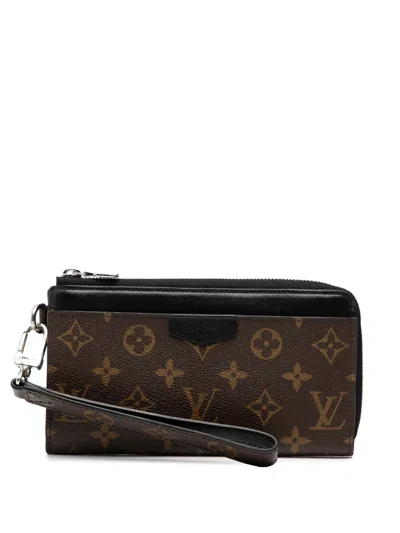 Pre-owned Louis Vuitton 2021-2025 Monogram Macassar Zippy Dragonne Long Wallets In Brown