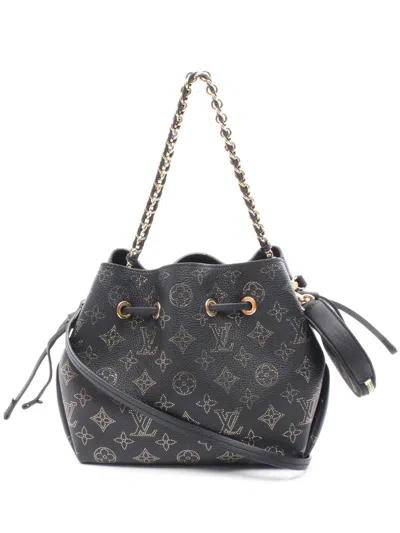 Pre-owned Louis Vuitton 2021-2025 Monogram Mahina Constellation Bella Bucket Bag In Black