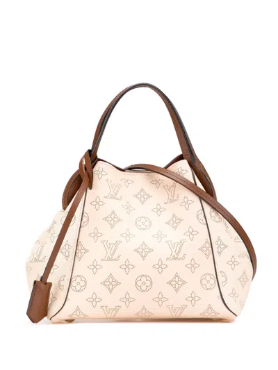Pre-owned Louis Vuitton 2021-2025 Monogram Mahina Hina Pm Satchel In Brown
