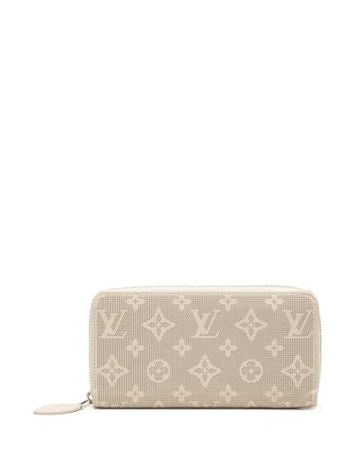 Pre-owned Louis Vuitton 2021-2025 Monogram Mahina Reverse Zippy Wallet Long Wallets In Brown