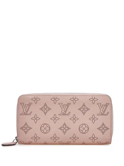 Pre-owned Louis Vuitton 2021-2025 Monogram Mahina Zippy Wallet Long Wallets In Pink
