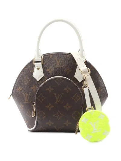 Pre-owned Louis Vuitton 2021-2025 Monogram Match Ellipse Bb Satchel In Brown