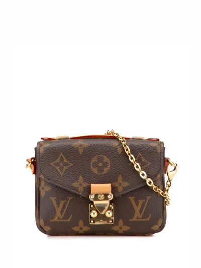 Pre-owned Louis Vuitton 2021-2025 Monogram Micro Metis Satchel In Brown