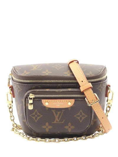 Pre-owned Louis Vuitton 2021-2025 Monogram Mini Bumbag Satchel In Brown