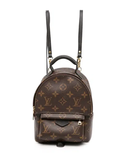 Pre-owned Louis Vuitton 2021-2025 Monogram Mini Palm Springs Backpack In Brown