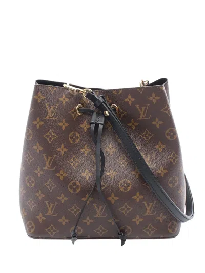 Pre-owned Louis Vuitton 2021-2025 Monogram Neonoe Mm Bucket Bag In Black