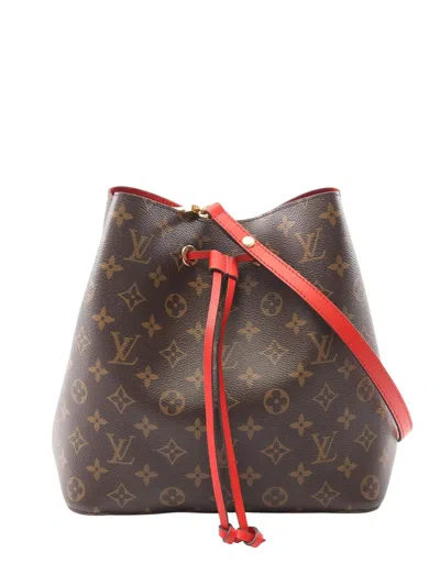 Pre-owned Louis Vuitton 2021-2025 Monogram Neonoe Mm Bucket Bag In Brown