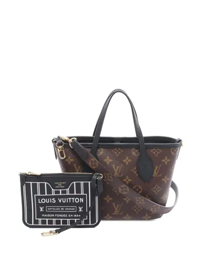 Pre-owned Louis Vuitton 2021-2025 Monogram Neverfull Bandouliere Inside Out Bb Satchel In Brown