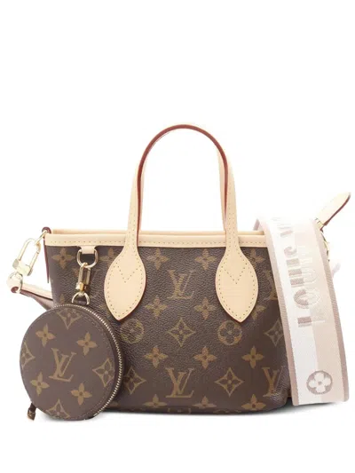 Pre-owned Louis Vuitton 2021-2025 Monogram Neverfull Bb Satchel In Brown