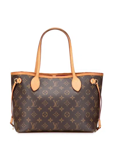 Pre-owned Louis Vuitton 2021-2025 Monogram Neverfull Pm Tote Bag In Brown