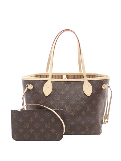Pre-owned Louis Vuitton 2021-2025 Monogram Neverfull Pm Tote Bag In Brown