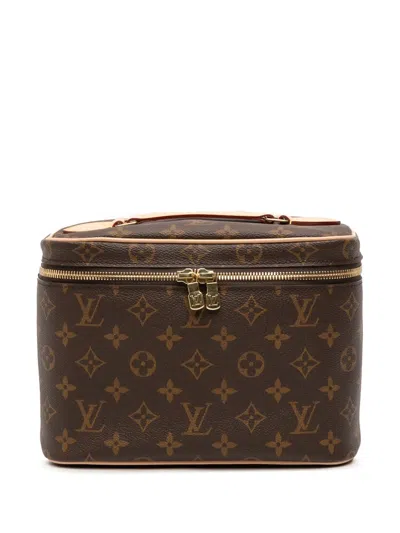 Pre-owned Louis Vuitton 2021-2025 Monogram Nice Bb Case Vanity Bag In Brown