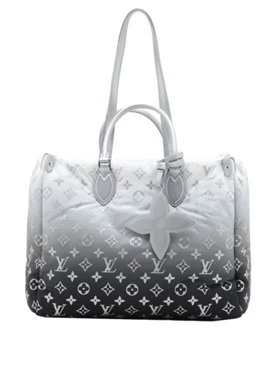Pre-owned Louis Vuitton 2021-2025 Monogram Nylon Gradient Onthego Mm Satchel In Gray