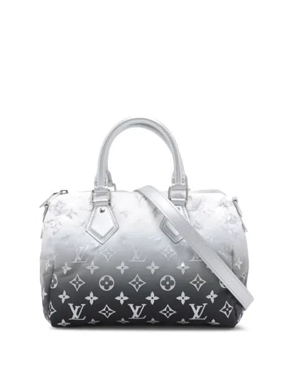 Pre-owned Louis Vuitton 2021-2025 Monogram Nylon Gradient Speedy Bandouliere 25 Satchel In Gray