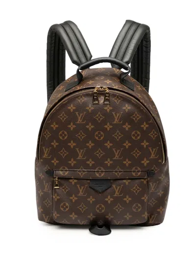 Pre-owned Louis Vuitton 2021-2025 Monogram Palm Springs Mm Backpack In Brown