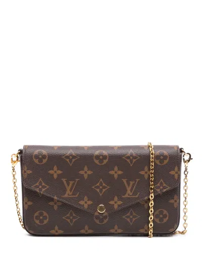 Pre-owned Louis Vuitton 2021-2025 Monogram Pochette Felicie Crossbody Bag In Brown
